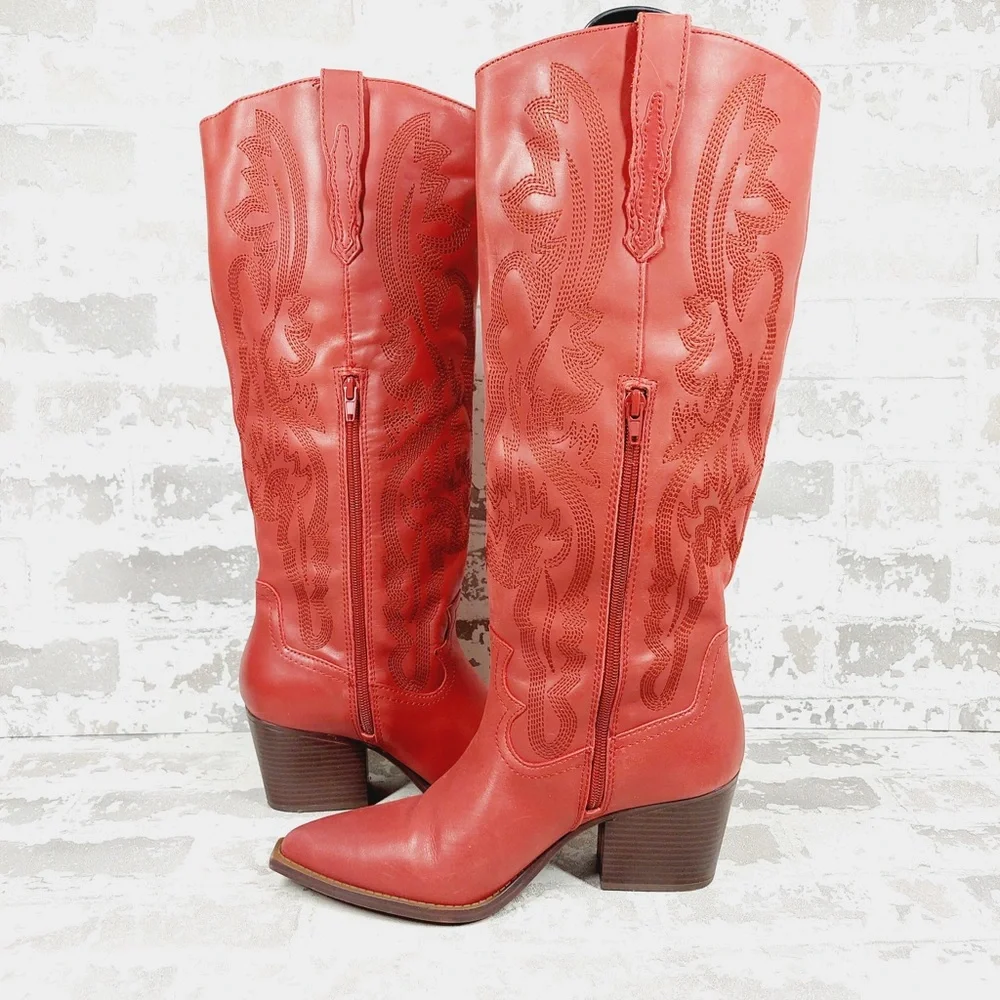 Crown Vintage Red Heeled Boots - Picture 4 of 15